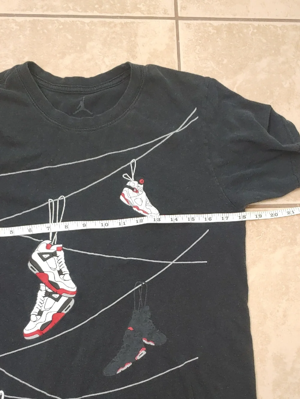 Jordan Hanging Shoes Black T Shirt Men's Size Medium
